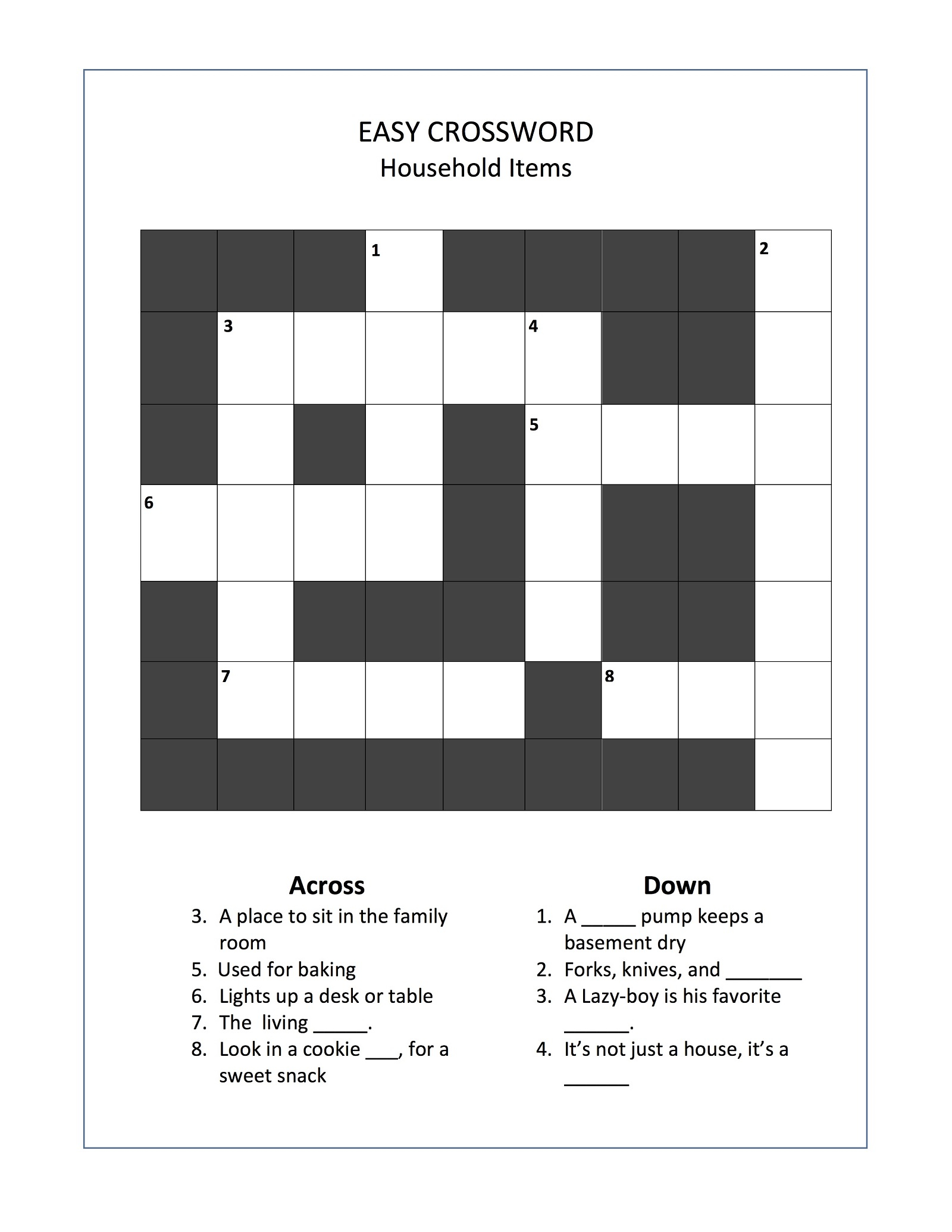 Easy Printable Crosswords For Seniors
