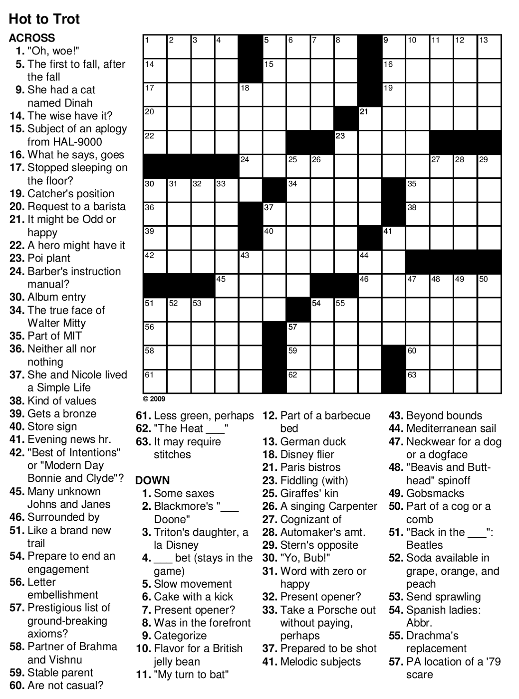 Free Printable La Times Sunday Crossword