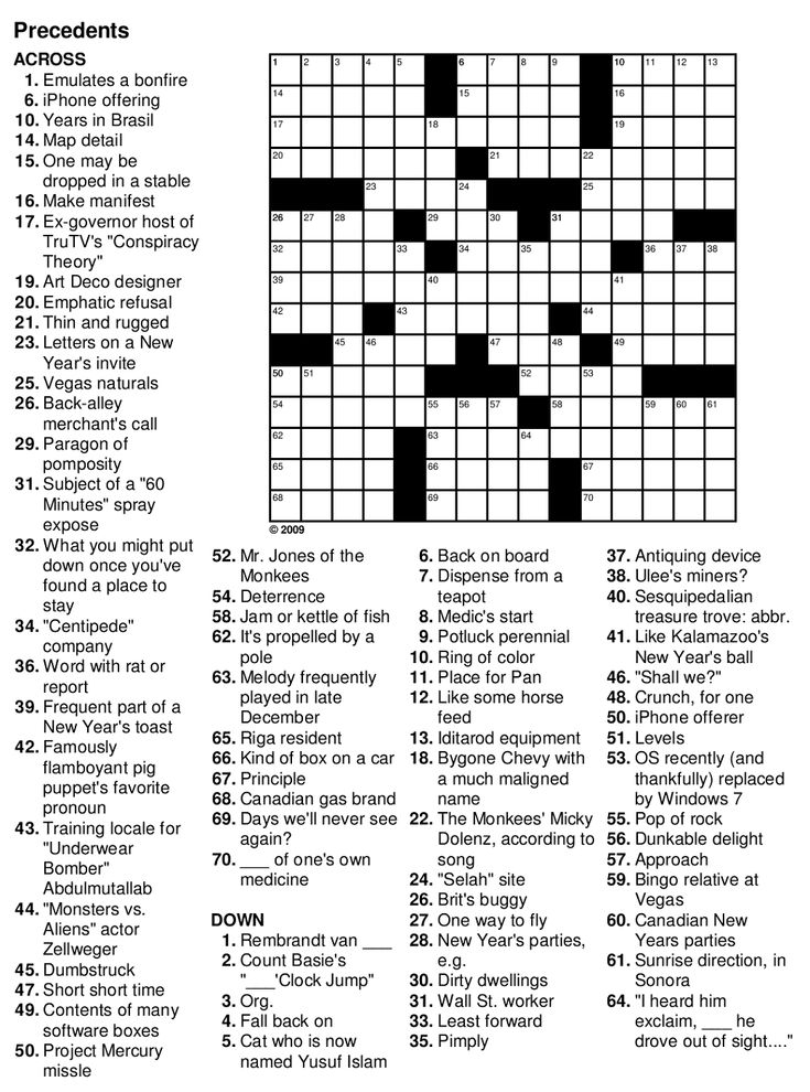 Crossword Puzzles Printable For Seniors
