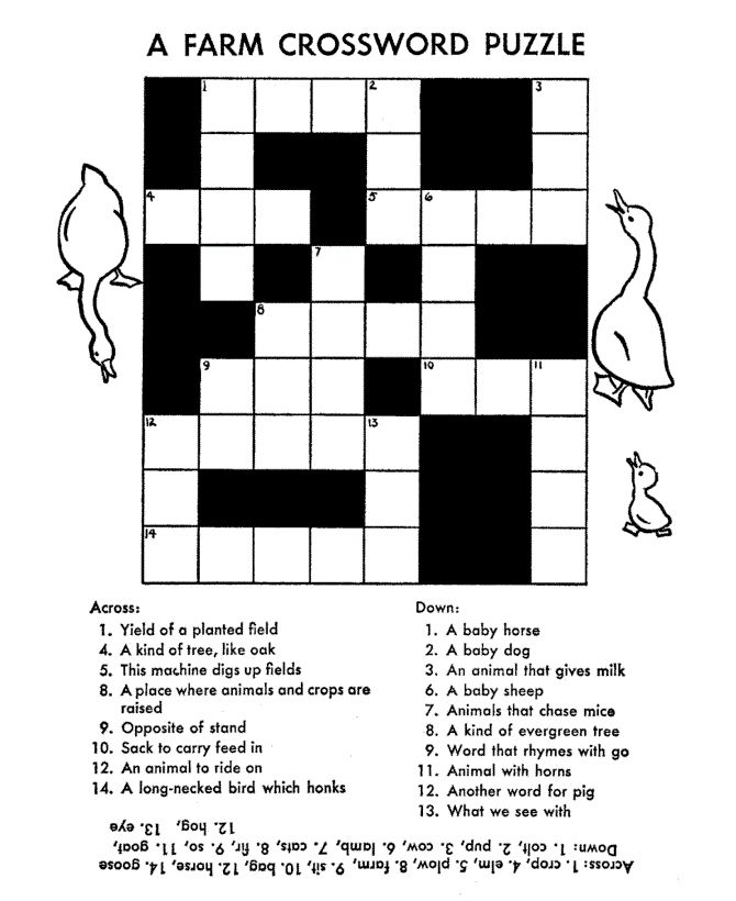Easy Kids Crossword Puzzles With Images Free Printable