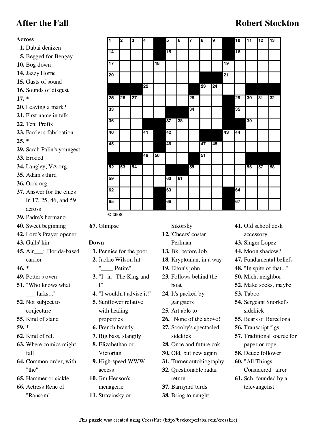 Fall Crossword Puzzles For Adults Printable