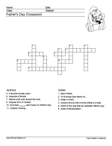 Father's Day Crosswords Printable