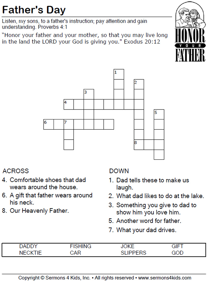 Father's Day Crosswords Printable
