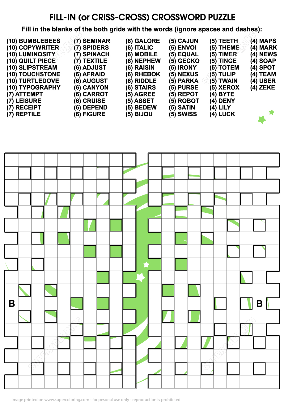 Crossword Fill In Printable