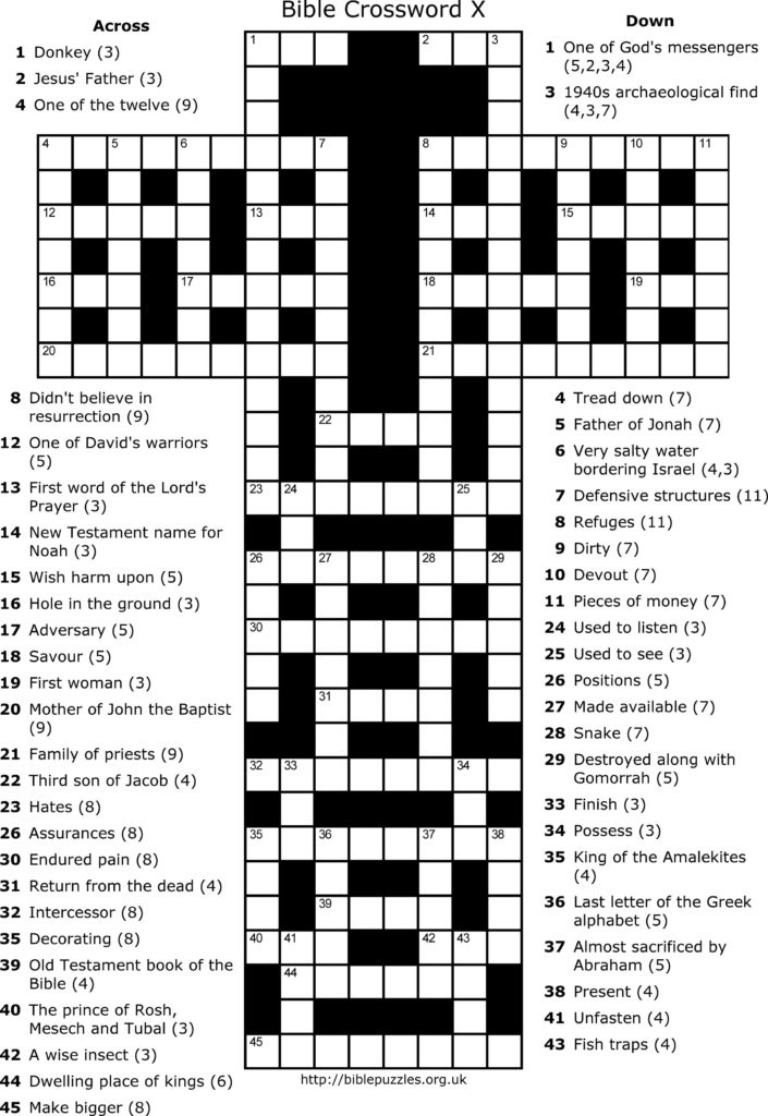 Free Printable Bible Crossword Puzzles For Adults