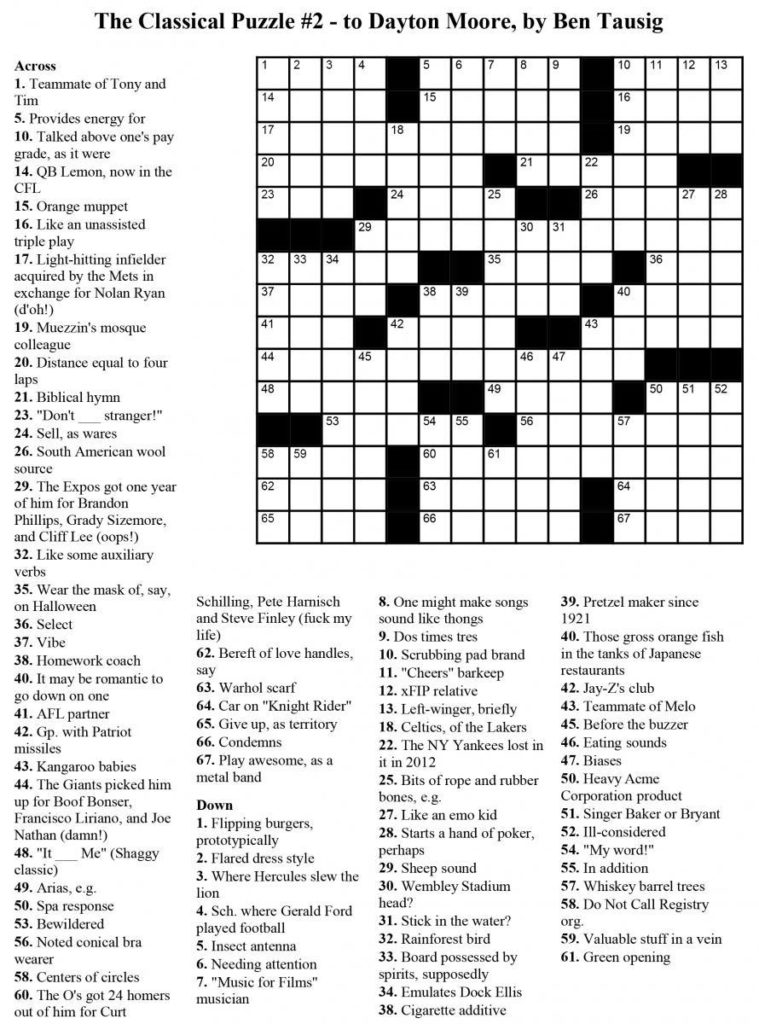 Free Printable Crossword Puzzles Easy For Adults My