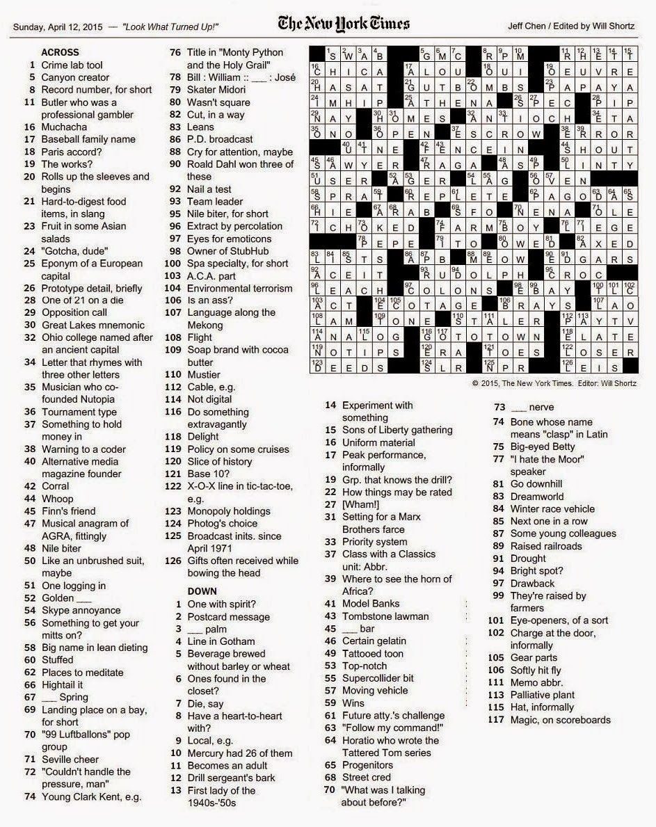 Arkansas Gazette New York Times Crossword Printable