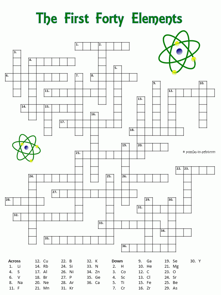 Chemistry Crossword Puzzle Printable