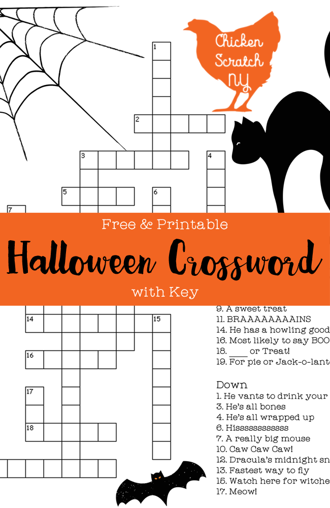 Free Printable Halloween Crossword Puzzle With Key