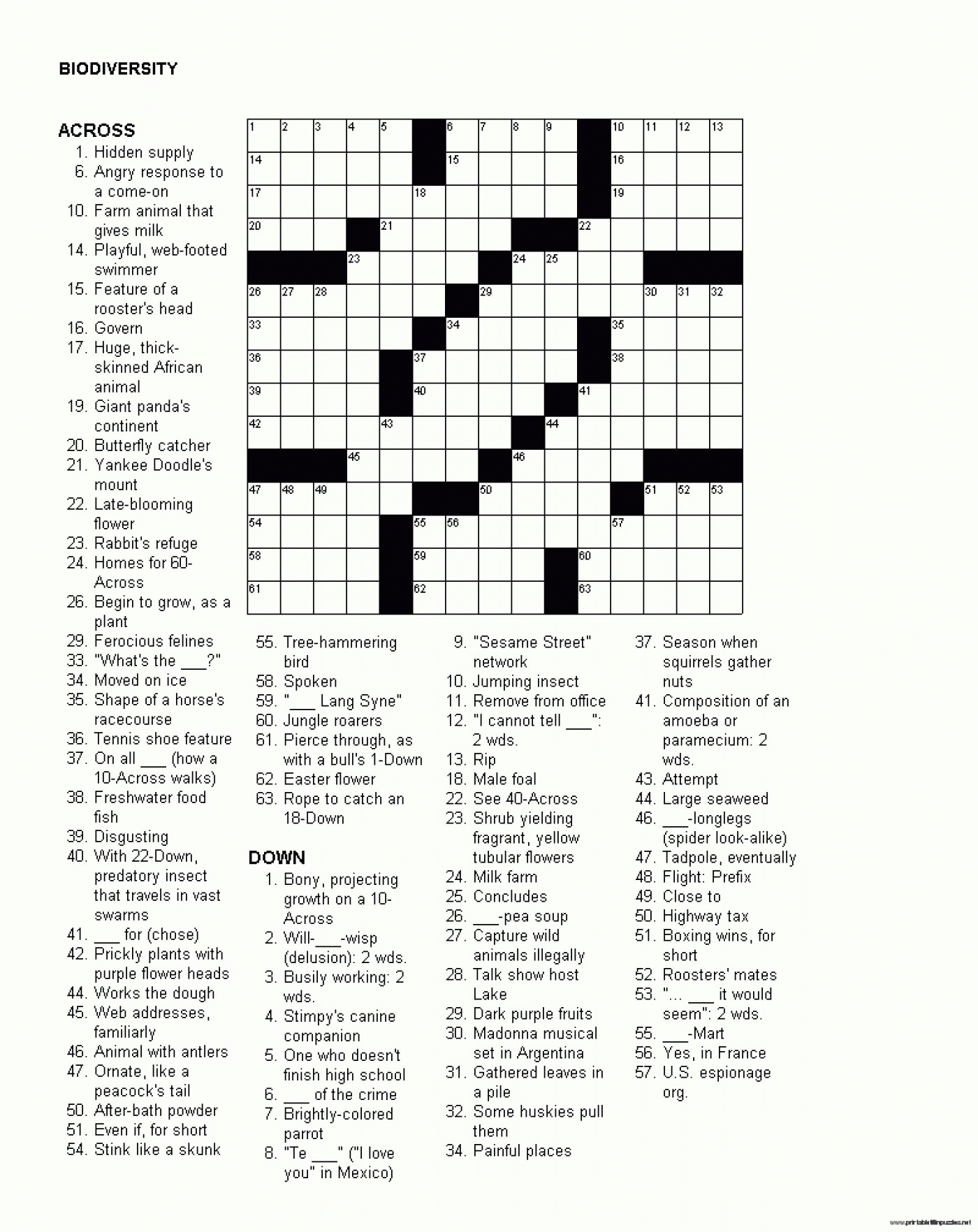 Large Print Crossword Puzzles For Adults Printable