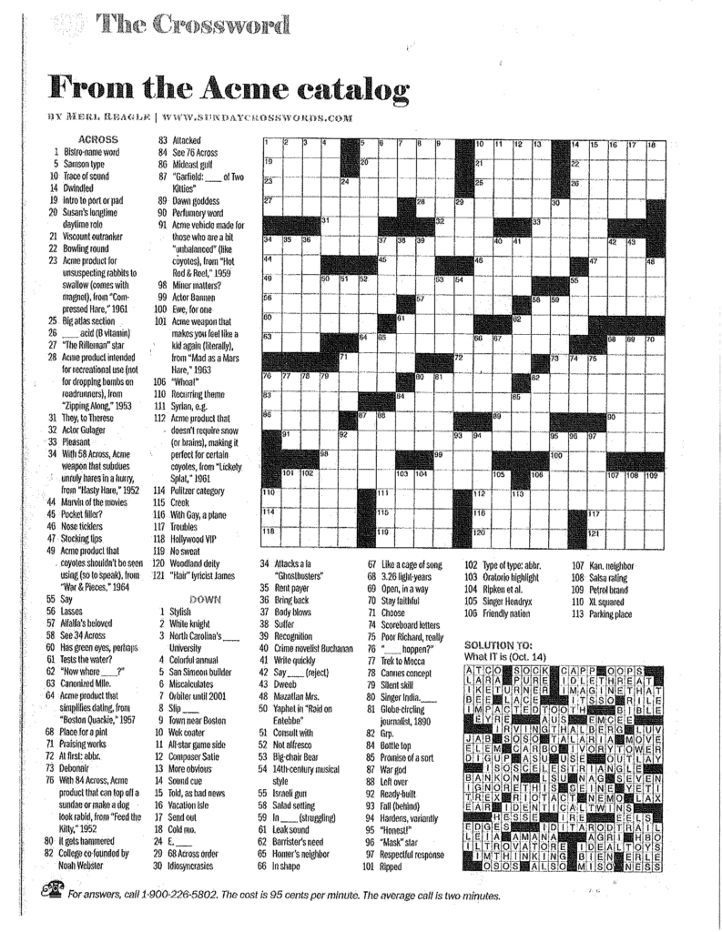 Free Printable Merl Reagle Crossword Puzzles Printable
