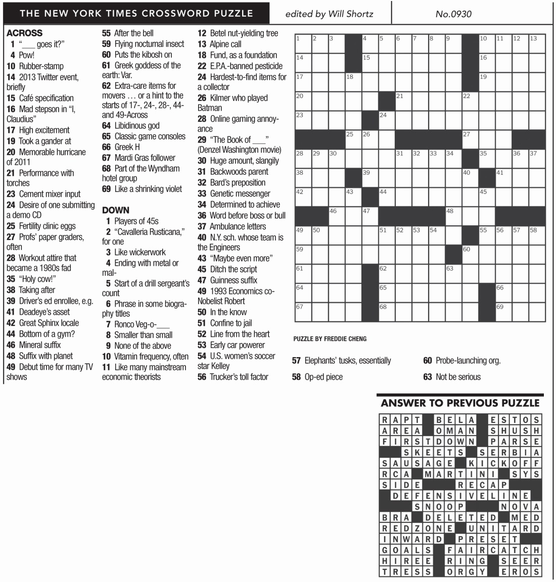 Ny Times Crossword Puzzles Printable