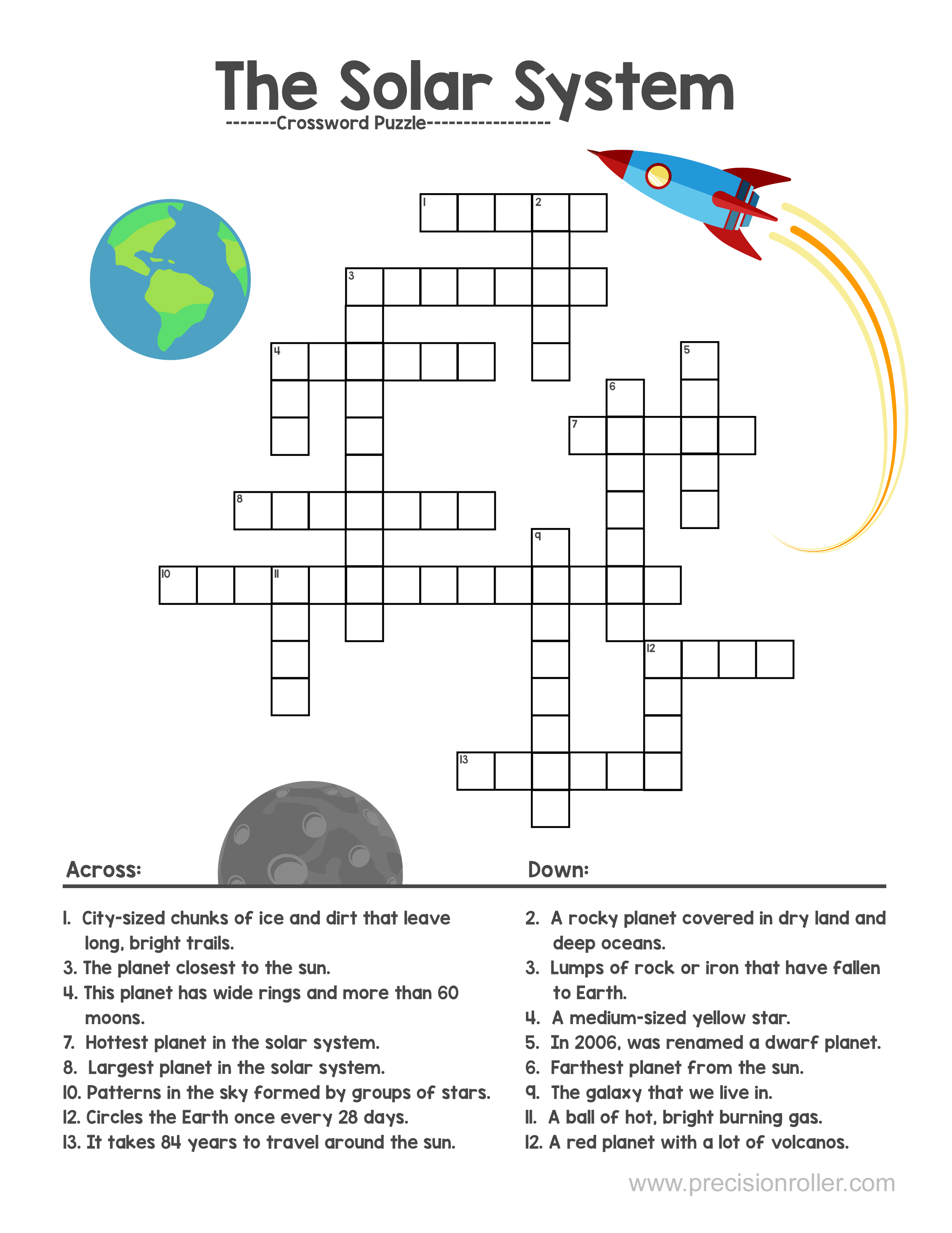 Solar System Crossword Puzzle Printable