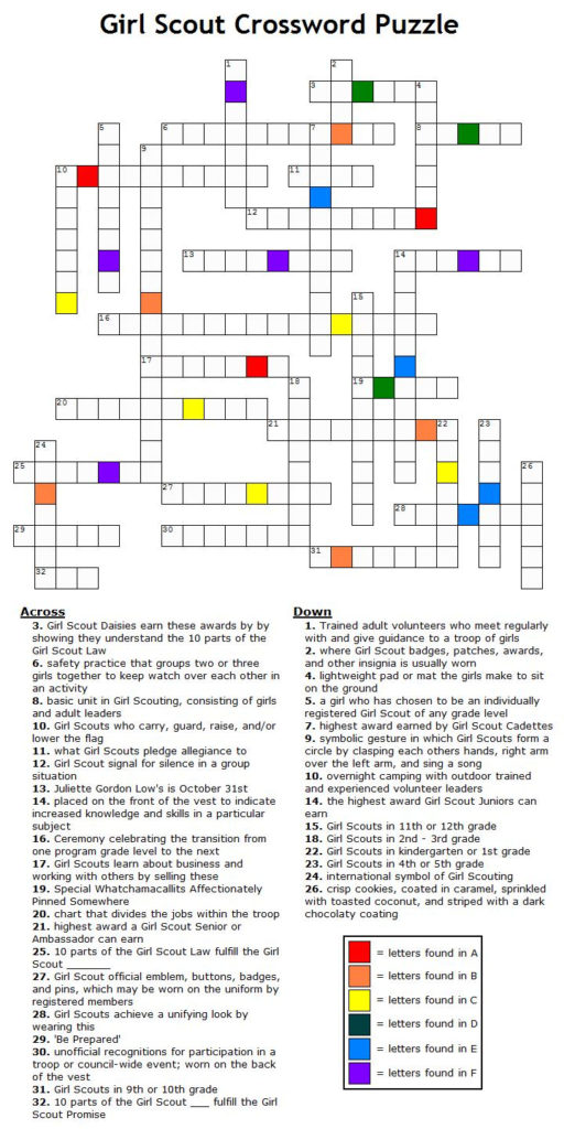 GC5X72X Girl Scout Logo 34 Crossword Puzzle Unknown