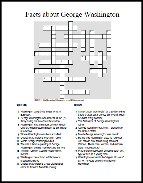 President Crossword Puzzle Printable
