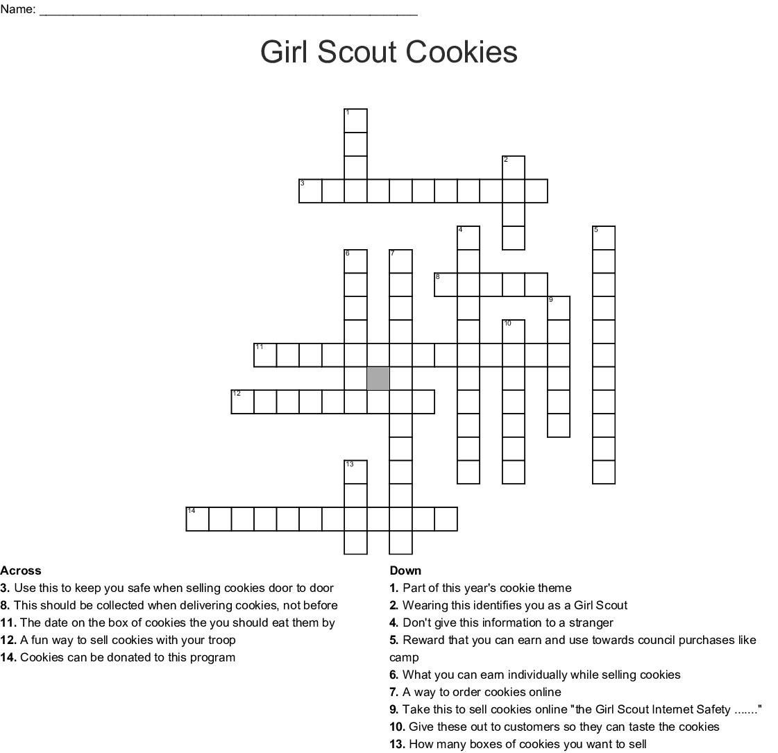Girl Scout Crossword Puzzle Printable