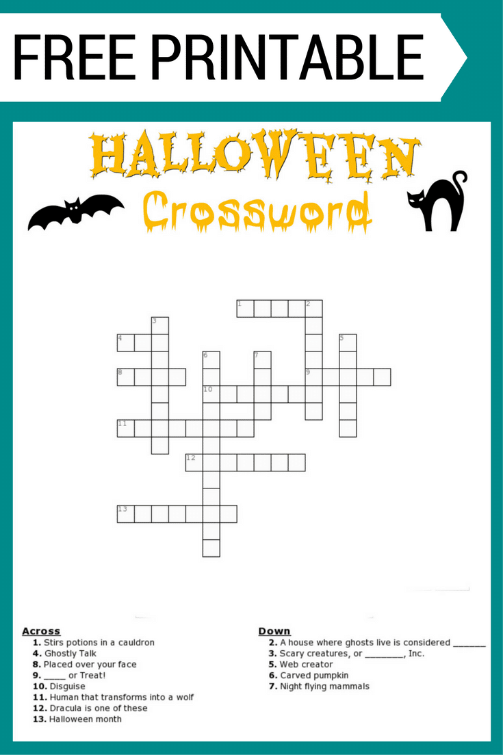 Halloween Crossword Printable