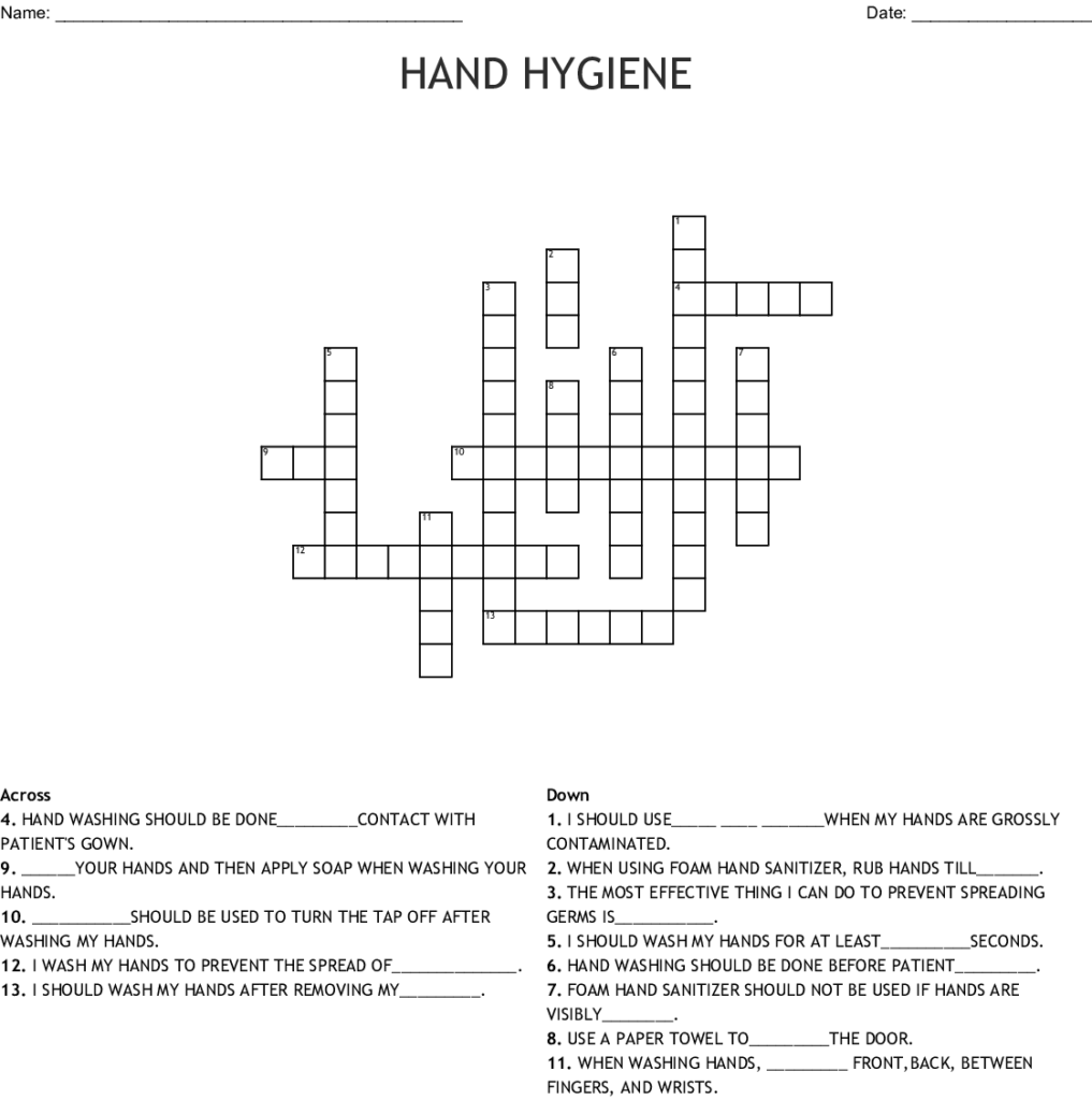 HAND HYGIENE Crossword WordMint