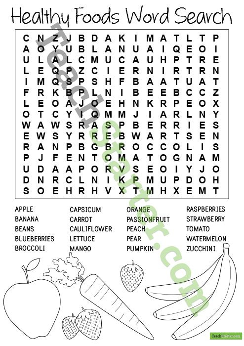 Healthy Eating Crossword Puzzles Printable