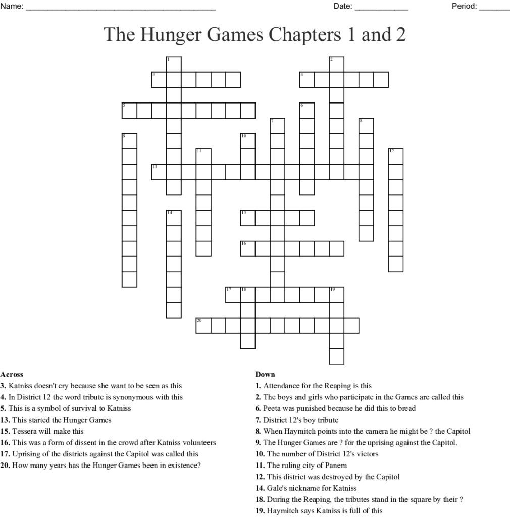 Hunger Games Crossword Wordmint Hunger Games Crossword