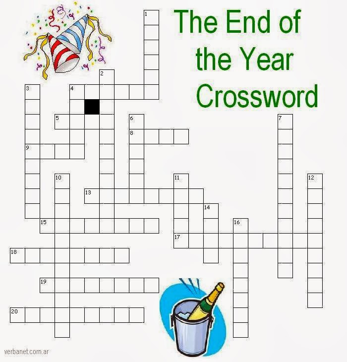 End Of The Year Crossword Puzzle Printable