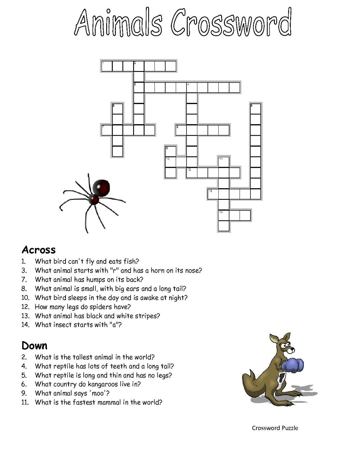 Butterfly Crossword Puzzle Printable