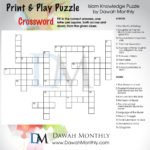 Islam Crossword Puzzle Islamic Kids Activities
