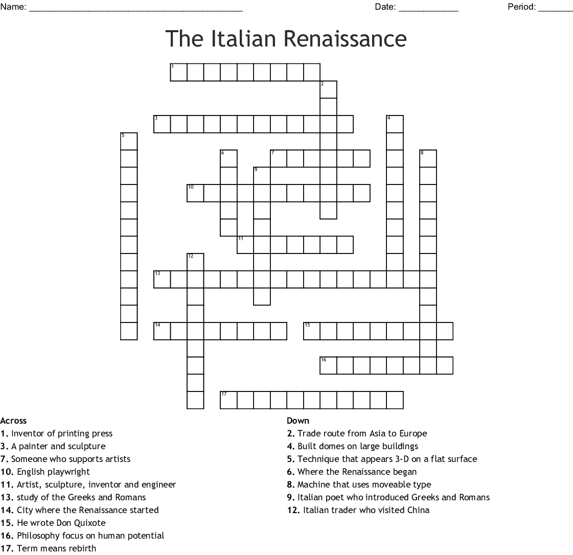 Italian Crosswords Printable