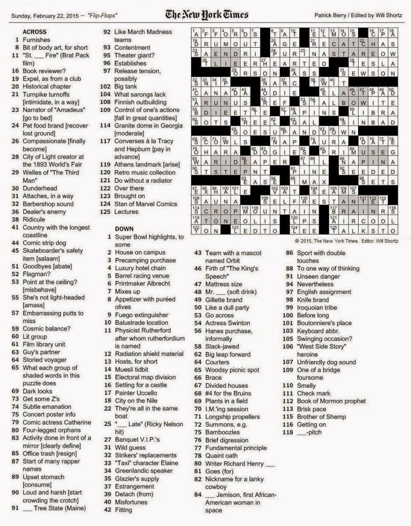 La Times Crossword Puzzle Printable Version Printable