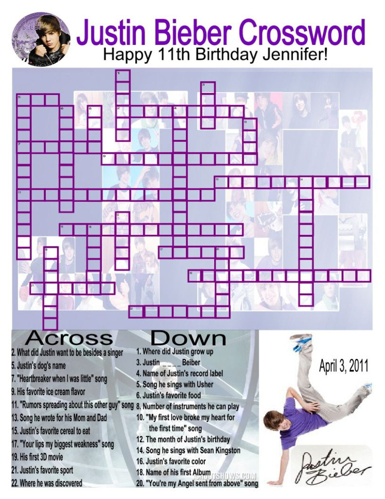 Made This Justin Bieber Crossword Puzzle For My Daughter