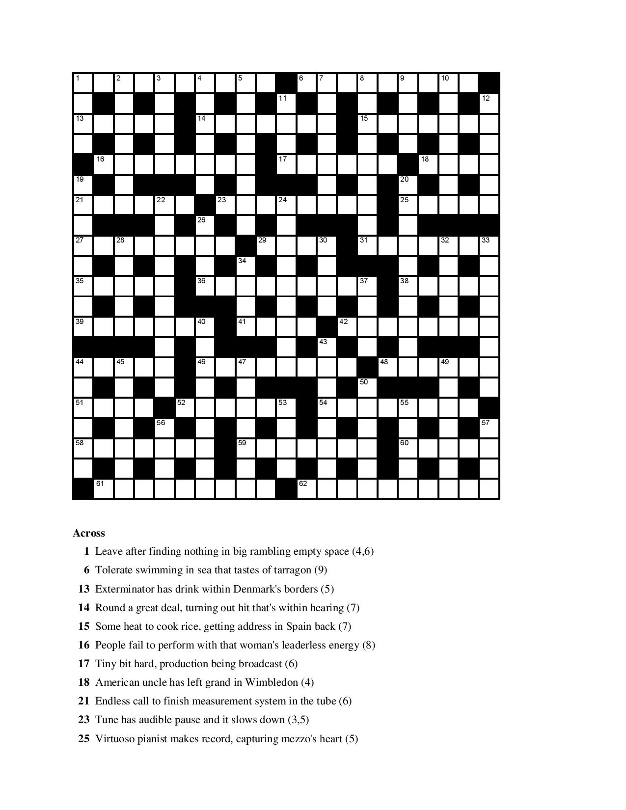 Worlds Hardest Crossword Puzzle Printable