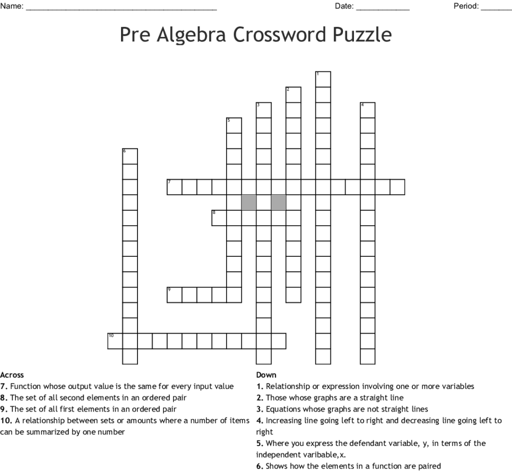 Math Criss Cross Puzzle Crossword WordMint