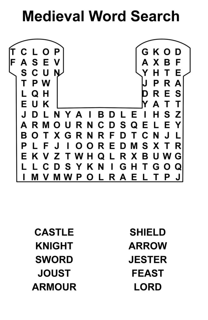 Medieval Word Search Activity Shelter