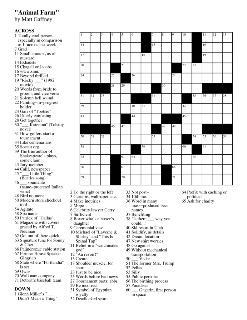 Merl Reagle S Sunday Crossword Free Printable Free