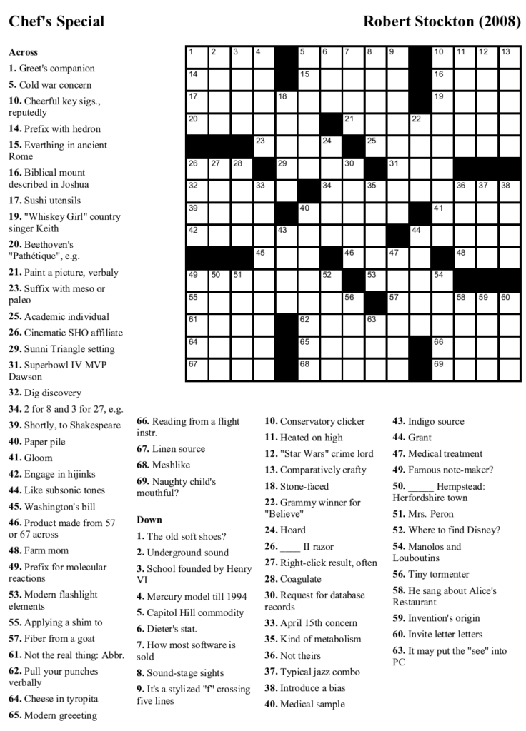 New York Times Daily Crossword Puzzle Printable