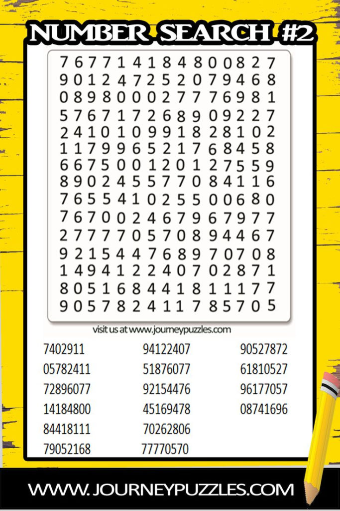 Number Search Puzzle For Kids And Adults Enjoy This Free