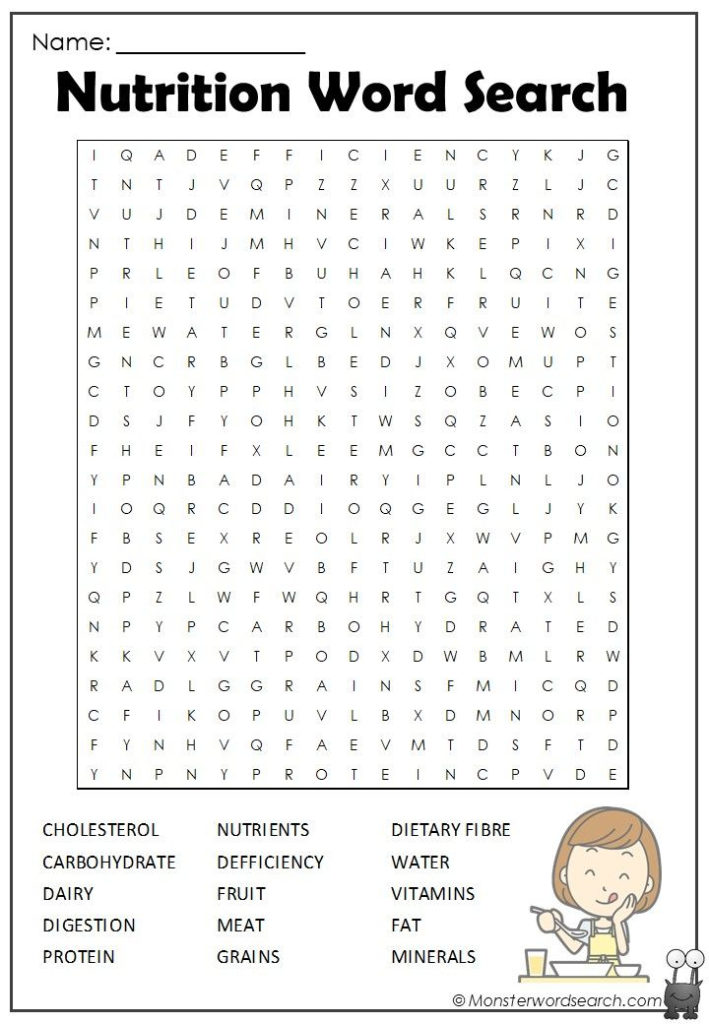 Nutrition Word Search Nutrition Word Find Studying Food