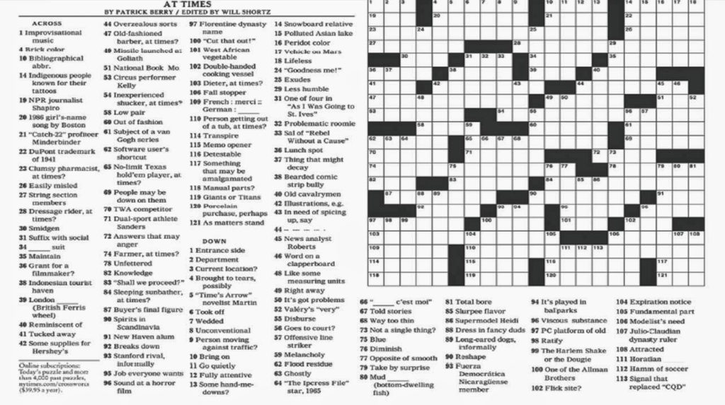 Ny Time Crossword Printable New York Times Sunday