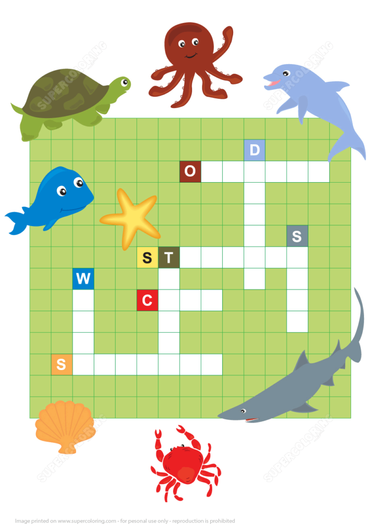 Ocean Animals Crossword Puzzle Free Printable Puzzle Games