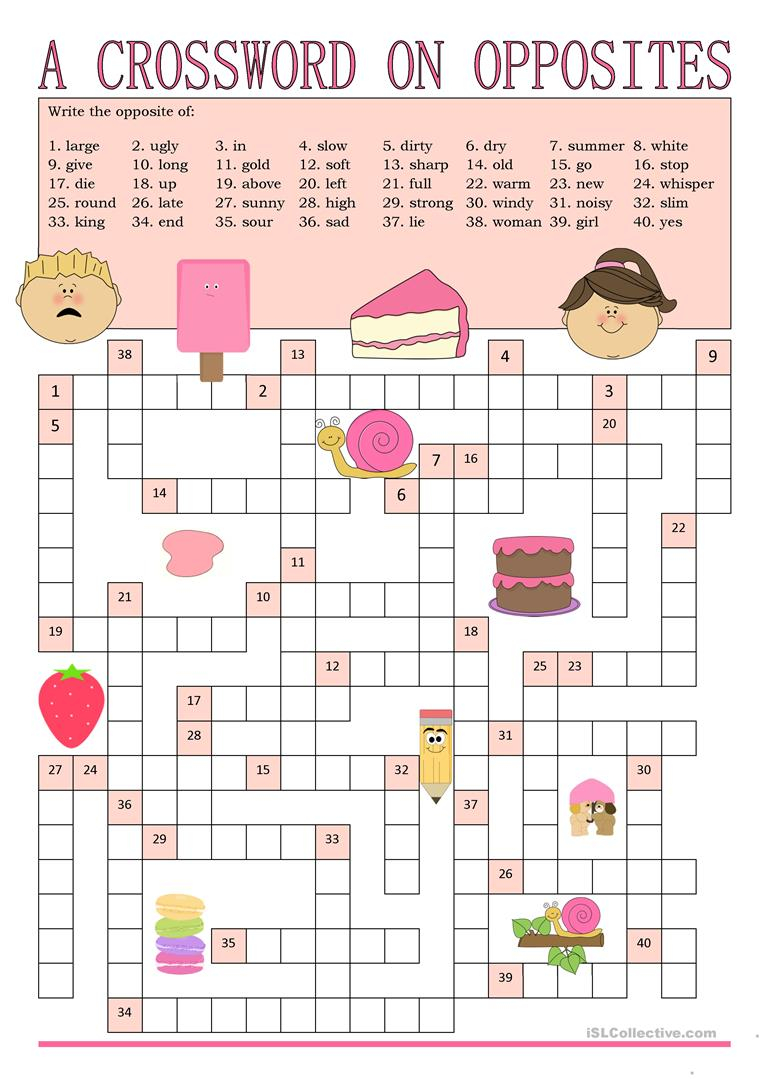 Elementary Crossword Puzzles Printable