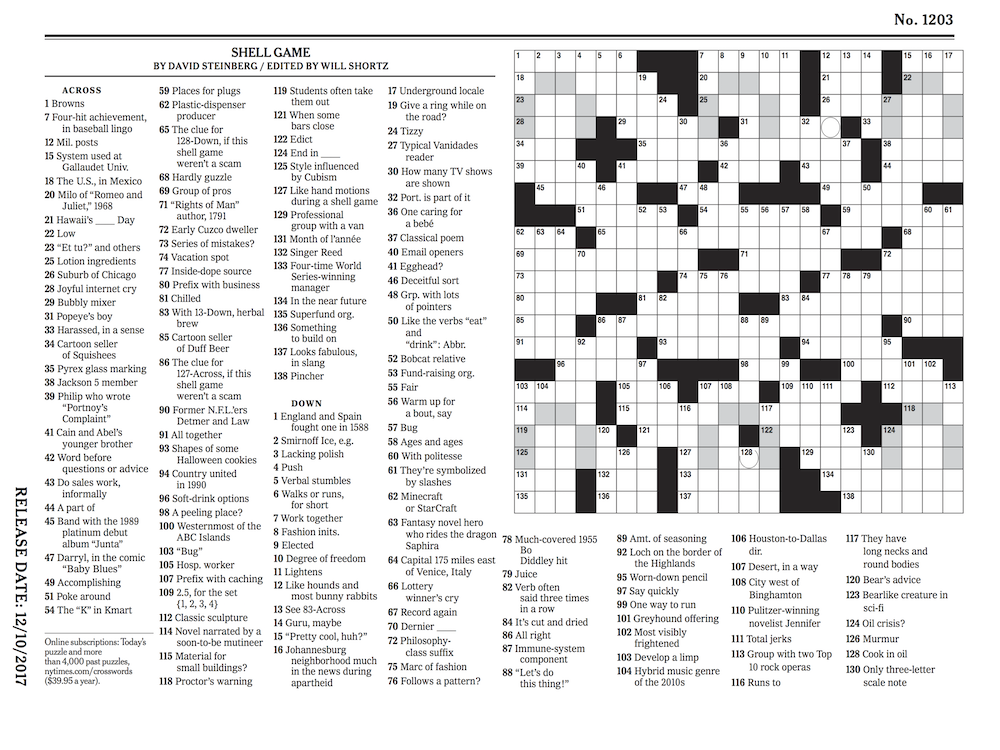 Arkansas Gazette New York Times Crossword Printable
