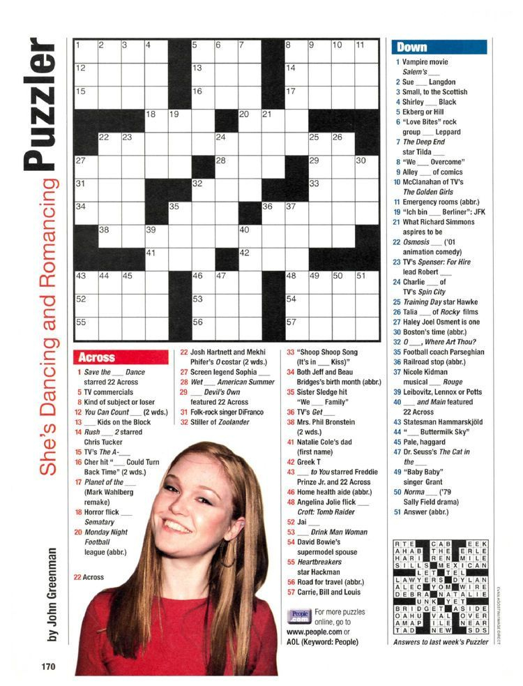 People Magazine Crossword Printable