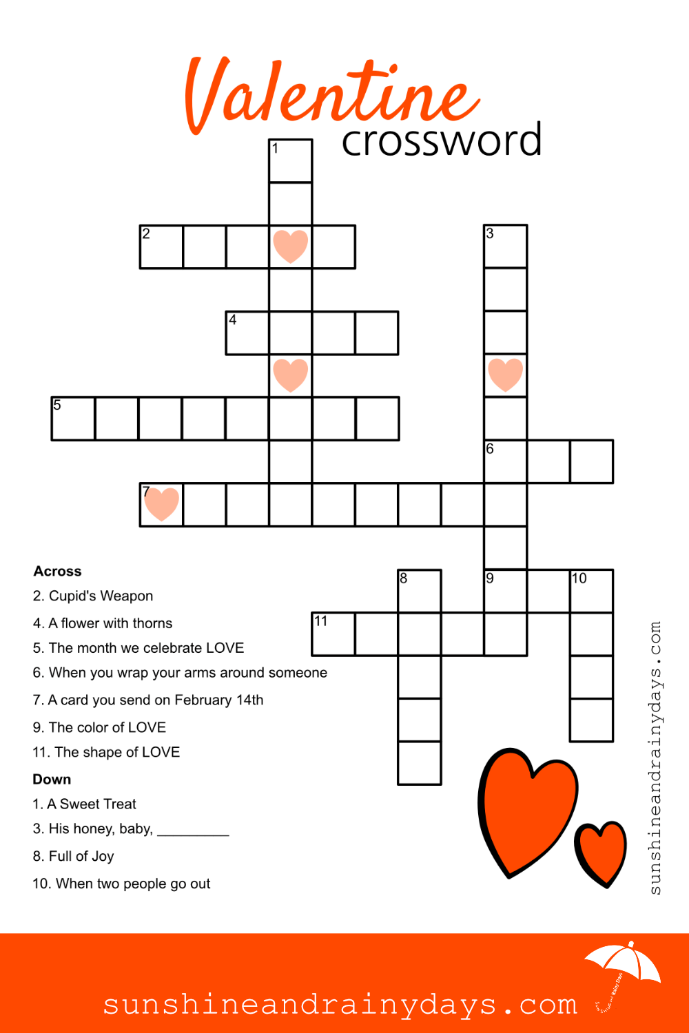 Valentine's Day Printable Crossword Puzzle