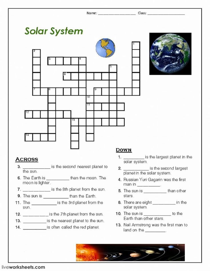 Planets Crossword Puzzle Printable