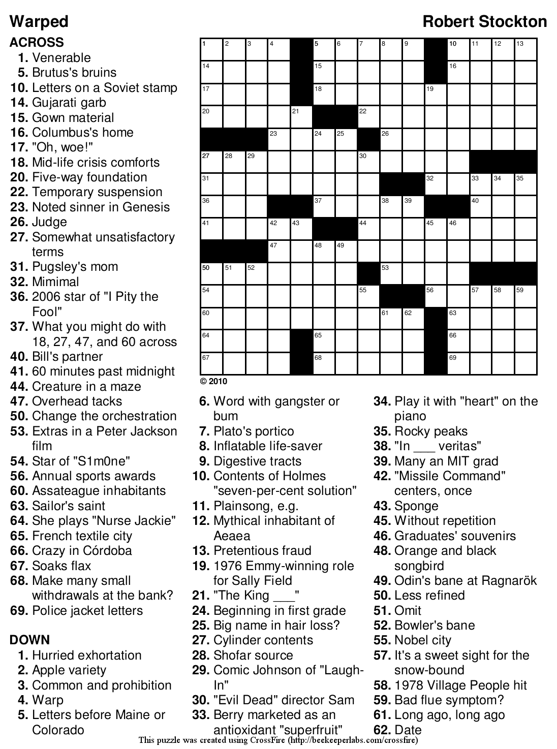 Pop Culture Crossword Puzzles Printable Free