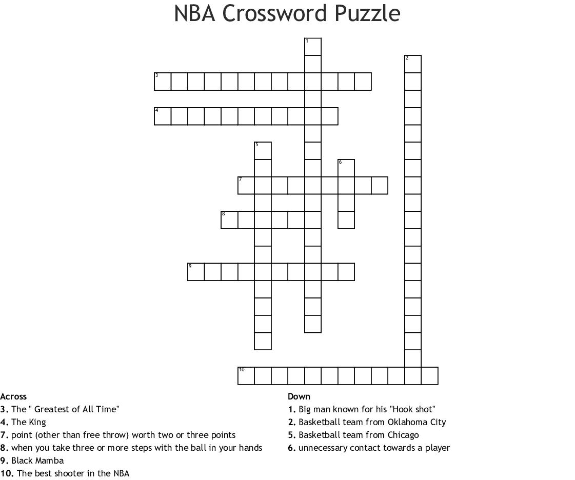 Nba Crossword Puzzles Printable