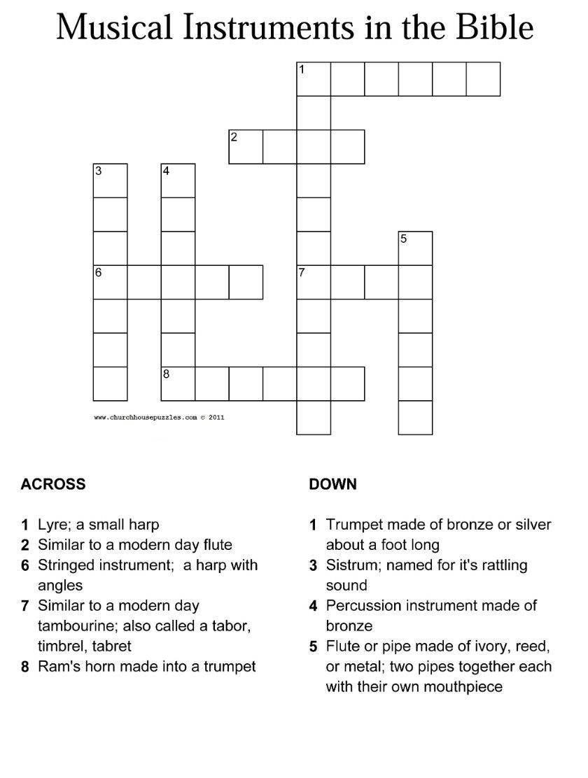 Children's Bible Crossword Puzzles Printable