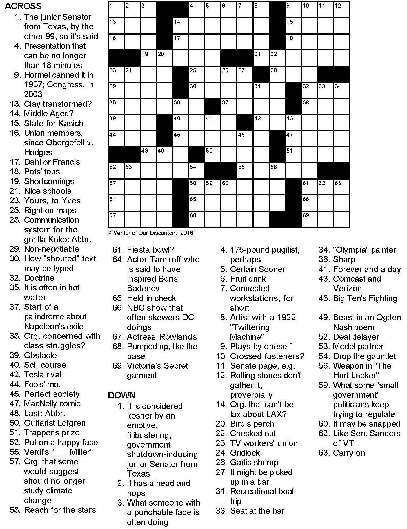 Free Printable Canadian Crossword Puzzles