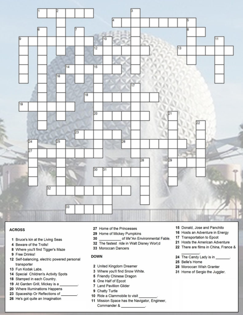 Printable Crossword Disney Printable Crossword Puzzles