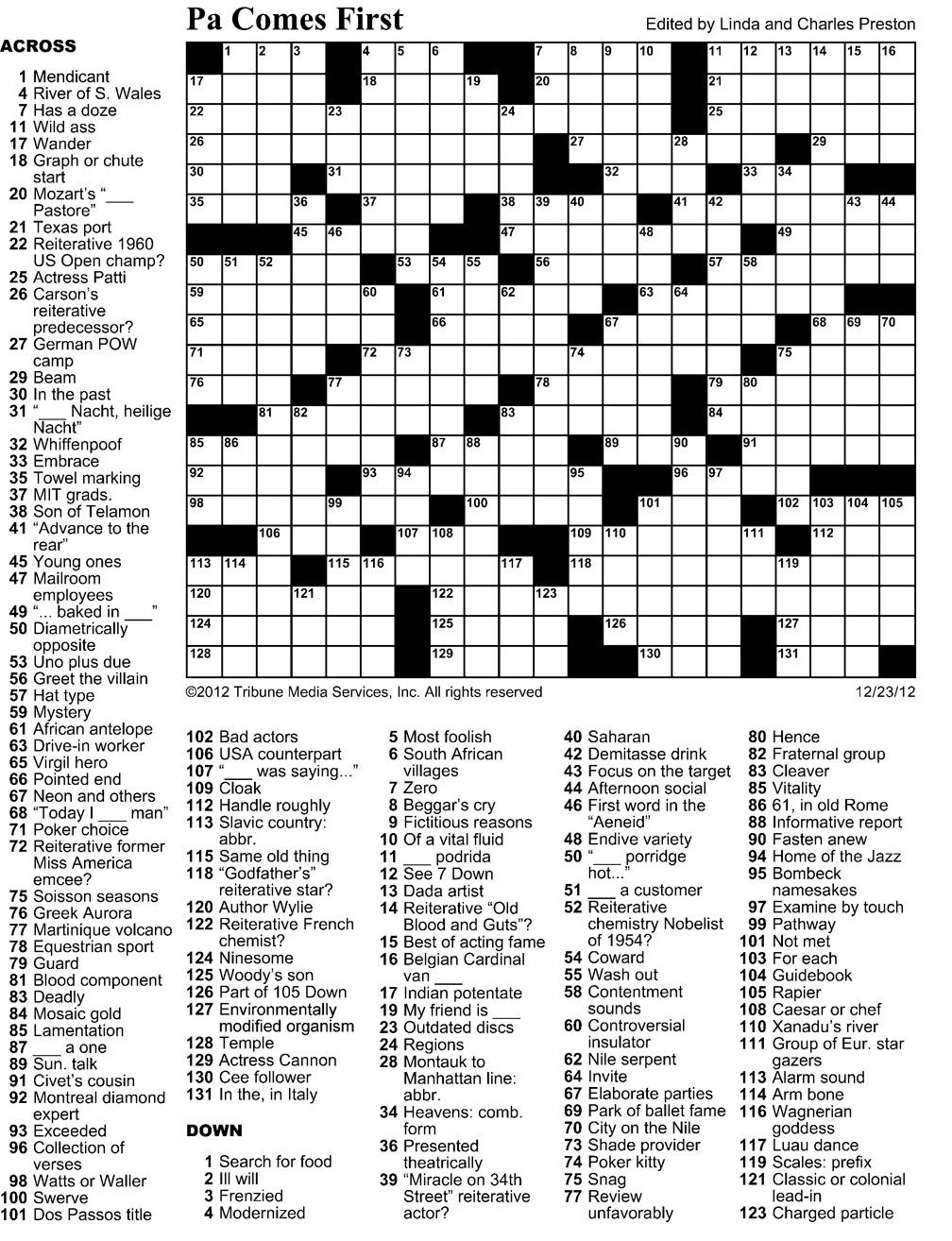 Boston Globe Crossword Puzzle Printable